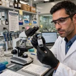 Researcher preparing a personalised cancer vaccine in a laboratory