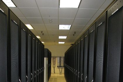 Rows of servers in a data centre
